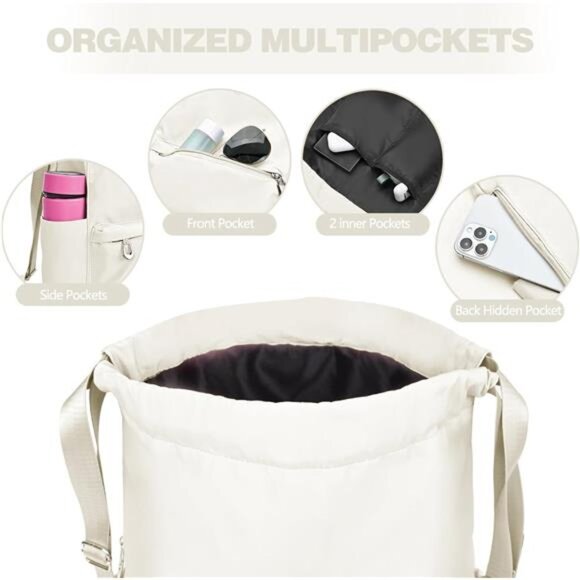 Drawstring Backpack with Wet Pocket Gym Backpack Water-Resistant Cinch String main image 7